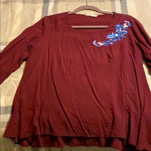 Flutter sleeve high low blouse